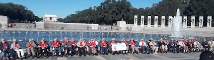 The Honor Flight veterans at the World War II monument.