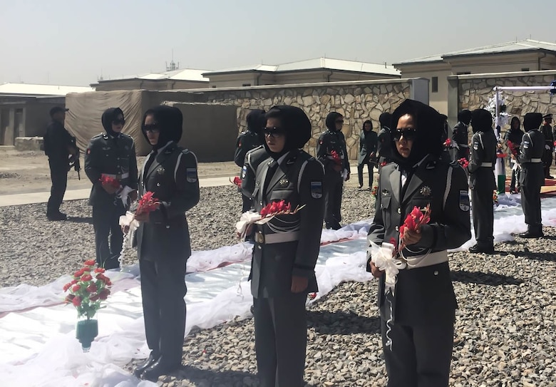 Women of the Afghan National Police participated in a Ribbon Cutting ceremony at a newly completed Women Participation Program Compound in Kabul, Sept. 13.