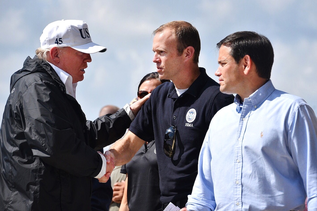 President Trump greets two leaders in Florida.