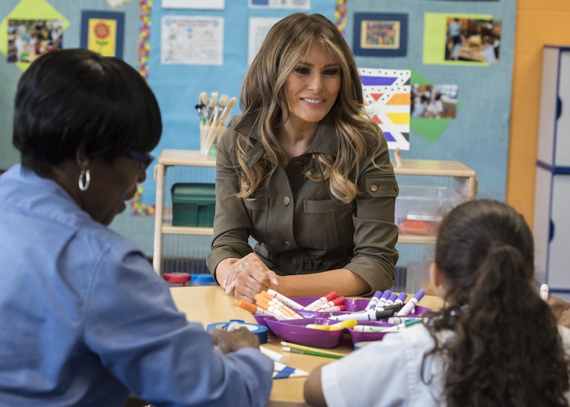 Melania Trump does crafts with children.