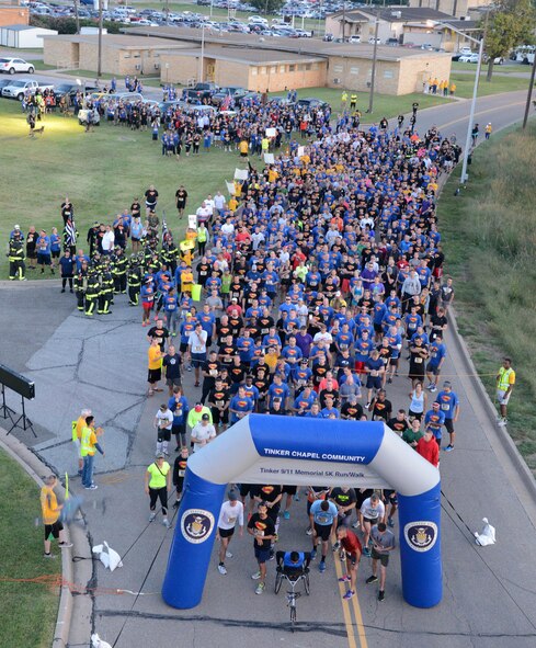 It was a record-setting 9/11 Memorial Run & Ruck for Team Tinker. 1,730 people  registered to participate, over 100 volunteered, plus collaboration from every squadron and organization at Tinker, as well as Midwest City and Del City fire and police units, made the annual event a huge success. The run to remember is hosted by the Tinker Chaplains and this year's theme was "Still in the Fight."