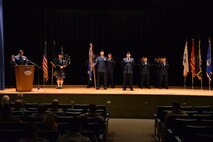 Master Sgt. Iain Morrison, 819th RED HORSE Squadron, plays the bagpipes at the beginning of a ceremony in honor of National Prisoner of War/Missing in Action Recognition Day Sept. 15, 2017, at Malmstrom Air Force Base, Mont. More than 140,000 Americans have been held as POWs since World War I, with 40,000 still listed as missing in action. (U.S. Air Force photo/Airman First Class Daniel Brosam)