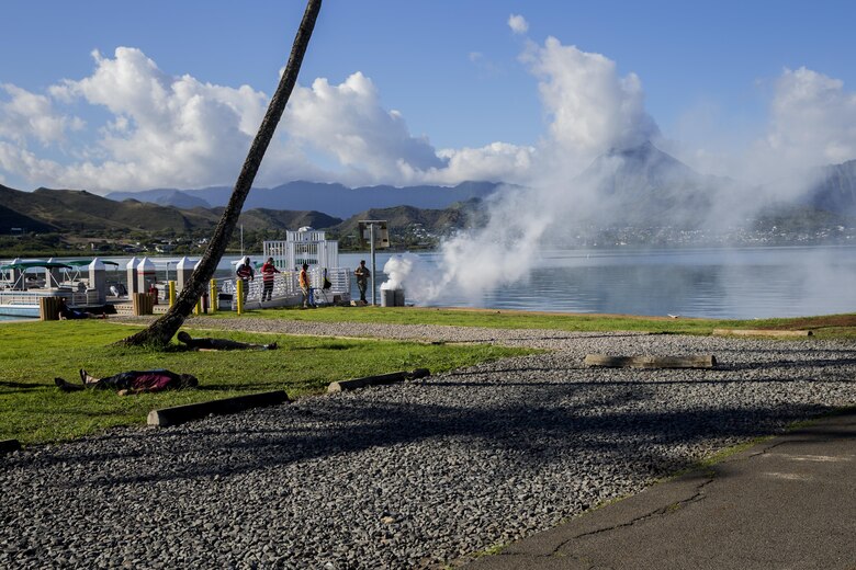 Personnel aboard Marine Corps Base Hawaii, (MCBH) alongside local, state, and federal agencies conduct the Anti-Terrorism/Force Protection Exercise Lethal Breeze, aboard MCBH, Sept. 12, 2017. The exercise combined multiple agencies, on and off the installation, to respond to a simulated attack, mass casualty scenario, and an environmental oil spill. Exercise Lethal Breeze provided hands-on experience and training to prepare MCBH to protect personnel, facilities, and other assets from all threats and hazards. (U.S. Marine Corps Photo by Sgt. Alex Kouns)