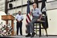 Former World War II POW, Walter Ram, gives a speech during a POW/MIA remembrance ceremony at the Pima Air and Space Museum in Tucson, Ariz., Sept. 15, 2017. Ram served in the U.S. Army Air Corps as a B-17E radio operator and gunner. (U.S. Air Force photo by Senior Airman Mya M. Crosby)