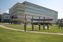 U.S. Army Gen. Gus Perna, Army Materiel Command commander, hosts the retirement ceremony for Lt. Gen. Larry Wyche, AMC deputy commanding general, July 21, 2017, on the AMC headquarters parade field at Redstone Arsenal, Alabama.