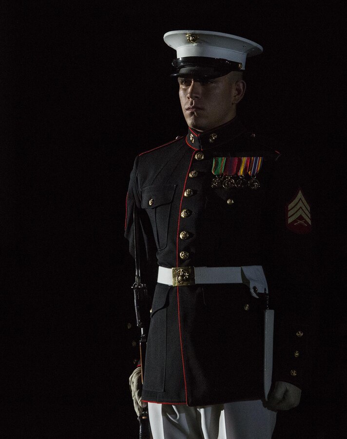 Marines of Marine Barracks Washington D.C. execute their final parade of the 2017 parade season at the Barracks, Aug. 25, 2017. The guests of honor for the parade were the Ambassador of Japan to the U.S., His Excellency Kenichiro Sasae, the Deputy Chief of Mission of the Embassy of the Republic of Korea, Mr. Woongsoon Lim, and the Ambassador of Australia to the U.S., His Excellency Joe Hockey. The hosting official for the parade was the Commandant of the U.S. Marine Corps, Gen. Robert B. Neller. (Official U.S. Marine Corps photo by Cpl. Robert Knapp/Released)
