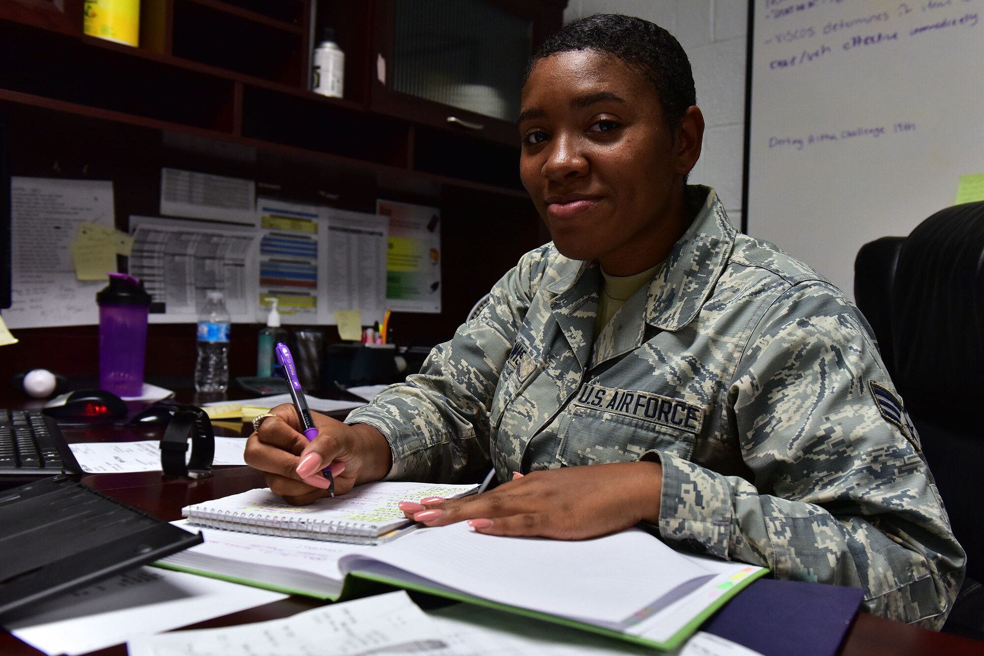 Senior Airman Tyeisha Lewis, 19th Logistics Readiness Squadron vehicle fleet management and analysis journeyman, is nominated for the Combat Airlifter of the Week Sept. 19, 2017 at Little Rock Air Force Base, Ark. Lewis was selected for her efforts during Hurricane Irma. (U.S. Air Force photo by Airman Rhett Isbell)