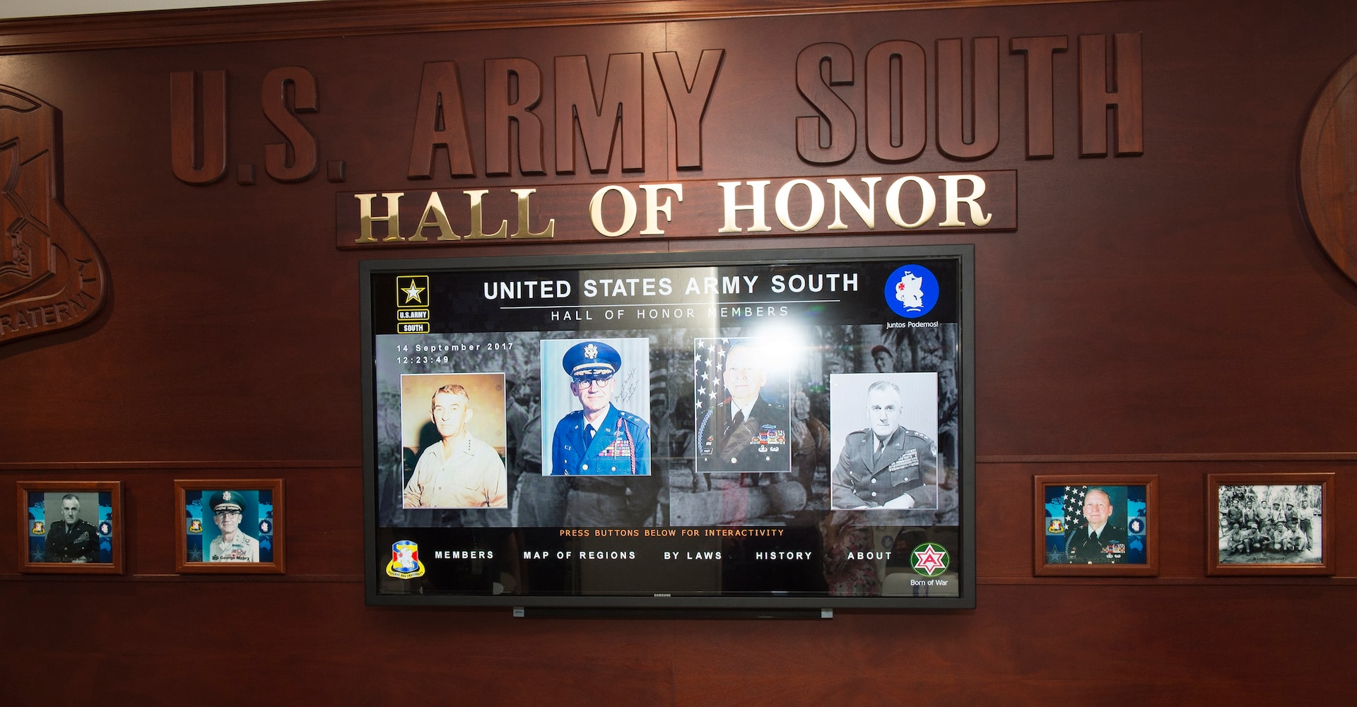 Army South unveiled their new, interactive Hall of Honor during a ceremony Sept. 14 in the headquarters building at Joint Base San Antonio-Fort Sam Houston. 14th in the HQ building.