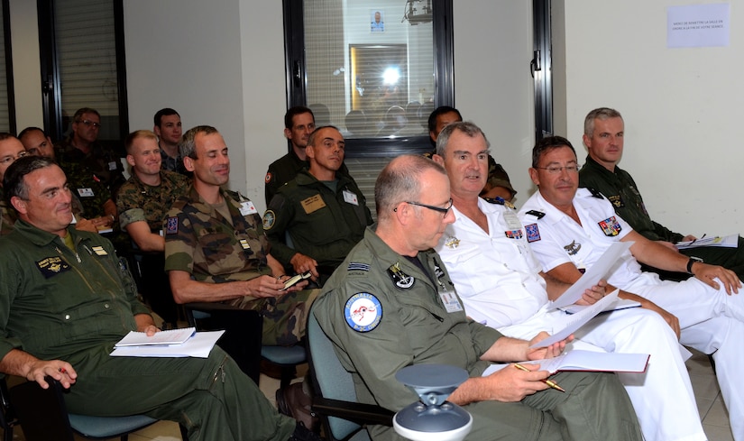 The Exercise Equateur 2017 command group receives updates at the daily command update briefing in the French territory of New Caledonia, Sept. 15, 2017. Army photo by Staff Sgt. David J. Overson