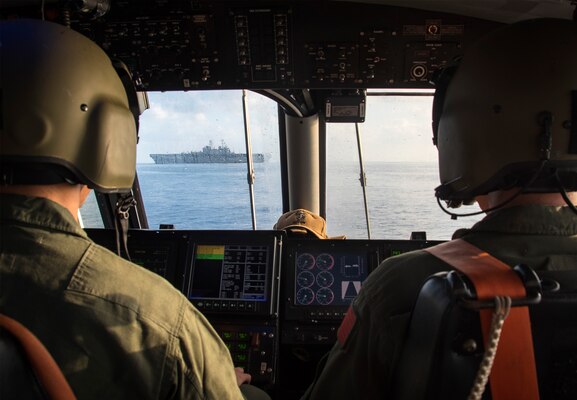 USS Bonhomme Richard (LHD 6) arrives to Okinawa