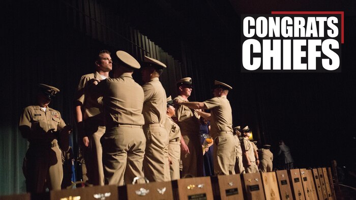 The Navy chief petty officer pinning ceremony is an annual event that marks the selection of chief petty officers around the fleet. (U.S. Marine Corps photo by Sgt. Laura Gauna)