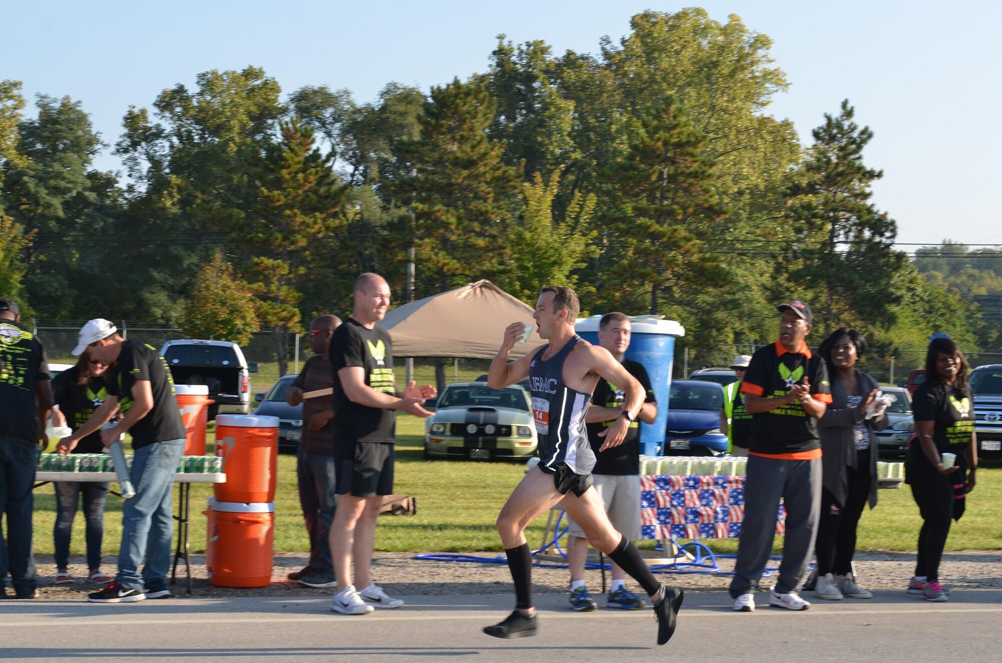 Volunteers from the 445th Airlift Wing and their families supported approximately 13,500 runners and walkers from all 50 states and 16 foreign countries that were participating in the 21st annual U.S. Air Force Marathon Sept. 16, 2017.
