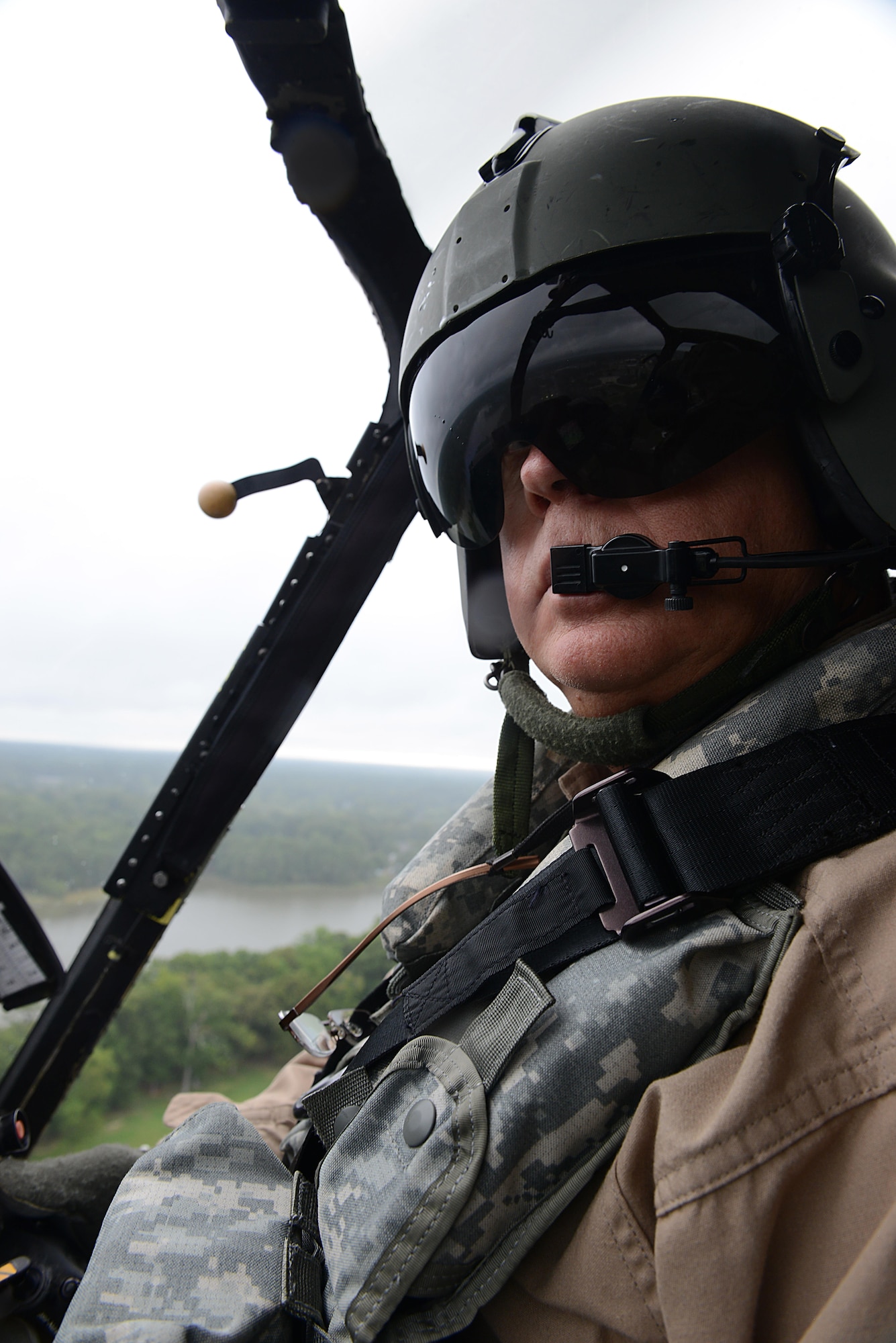 John Zimmerman, Aviation Development Directorate Aviation Support Facility manager, flies the OH-58D “Kiowa Warrior” during one of its final flights over Joint Base Langley-Eustis, Va., Sept. 18, 2017.