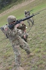 Sgt. Andrew Newlon, Winslow, Arkansas, and a combat engineer with the 688th Engineer Company (Mobility Augmentation Company), Harrison, Arkansas, competes during the M-16A2 portion of the Army Reserve Small Arms Championship.
