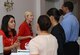 Human Resources representatives from local community businesses speak with potential job candidates during a job fair at Joint Base Langley-Eustis, Va., Sept. 14, 2017.