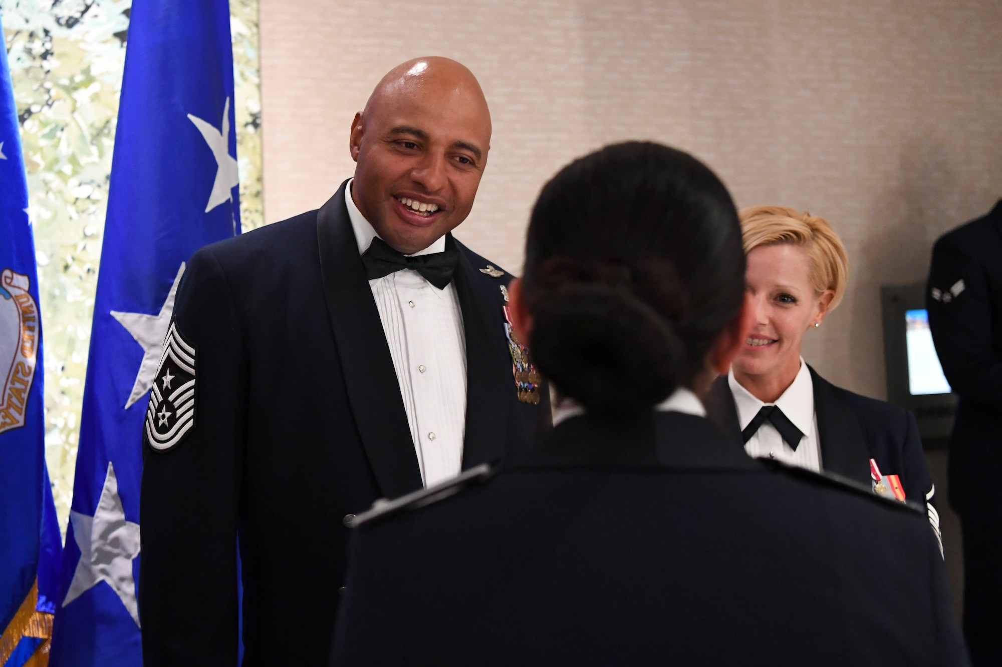 Buckley members and their spouses gathered in celebration of the 70th anniversary of the U.S. Air Force becoming its own branch of service. (U.S. Air Force photo by Airman 1st Class Holden S. Faul/ Released)