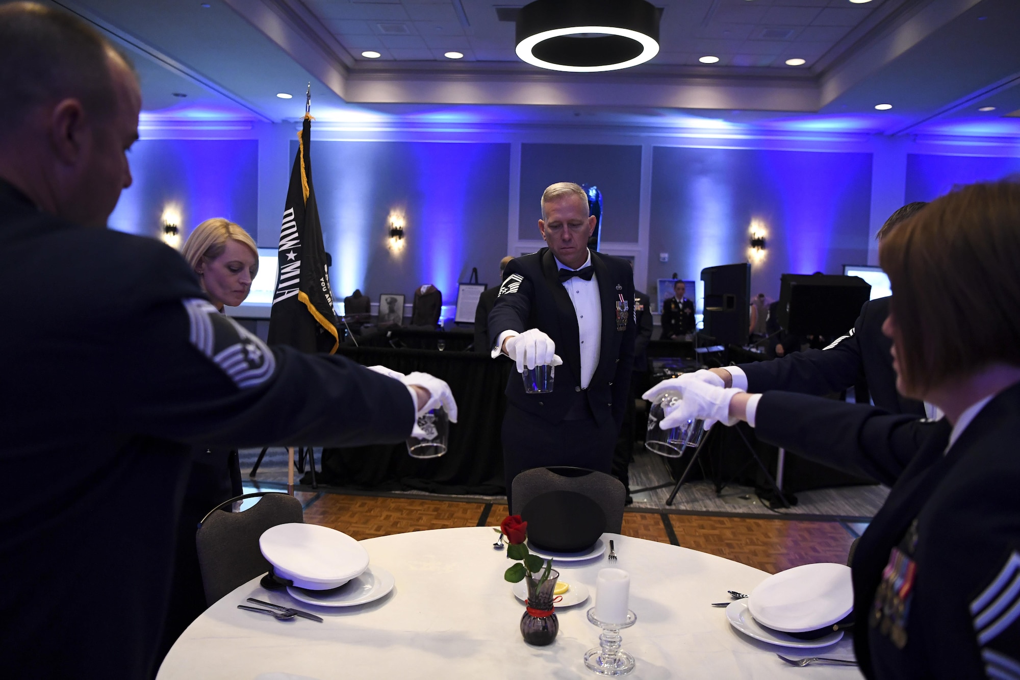 Buckley members and their spouses gathered in celebration of the 70th anniversary of the U.S. Air Force becoming its own branch of service. (U.S. Air Force photo by Airman 1st Class Holden S. Faul/ Released)