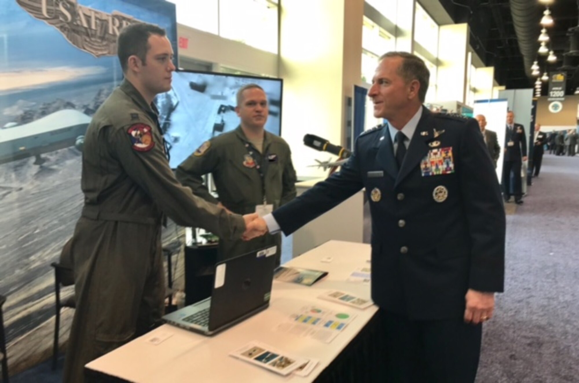 Airmen from Creech Air Force Base, Nevada and across the entire Air Force, attended the Air Force Association's Air, Space and Cyberspace conference Sept. 18-20, at National Harbor. In addition to recognizing superior leadership and outstanding contributions, speakers included Secretary of Defense James Mattis, Secretary of the Air Force Dr. Heather Wilson, Air Force Chief of Staff Gen. Dave L. Goldfein, Gen. Mike Holmes, commander of Air Combat Command and Col. Julian Cheater, 432nd Wing/432nd Air Expeditionary Wing commander. (U.S. Air Force Courtesy Photo/Released)