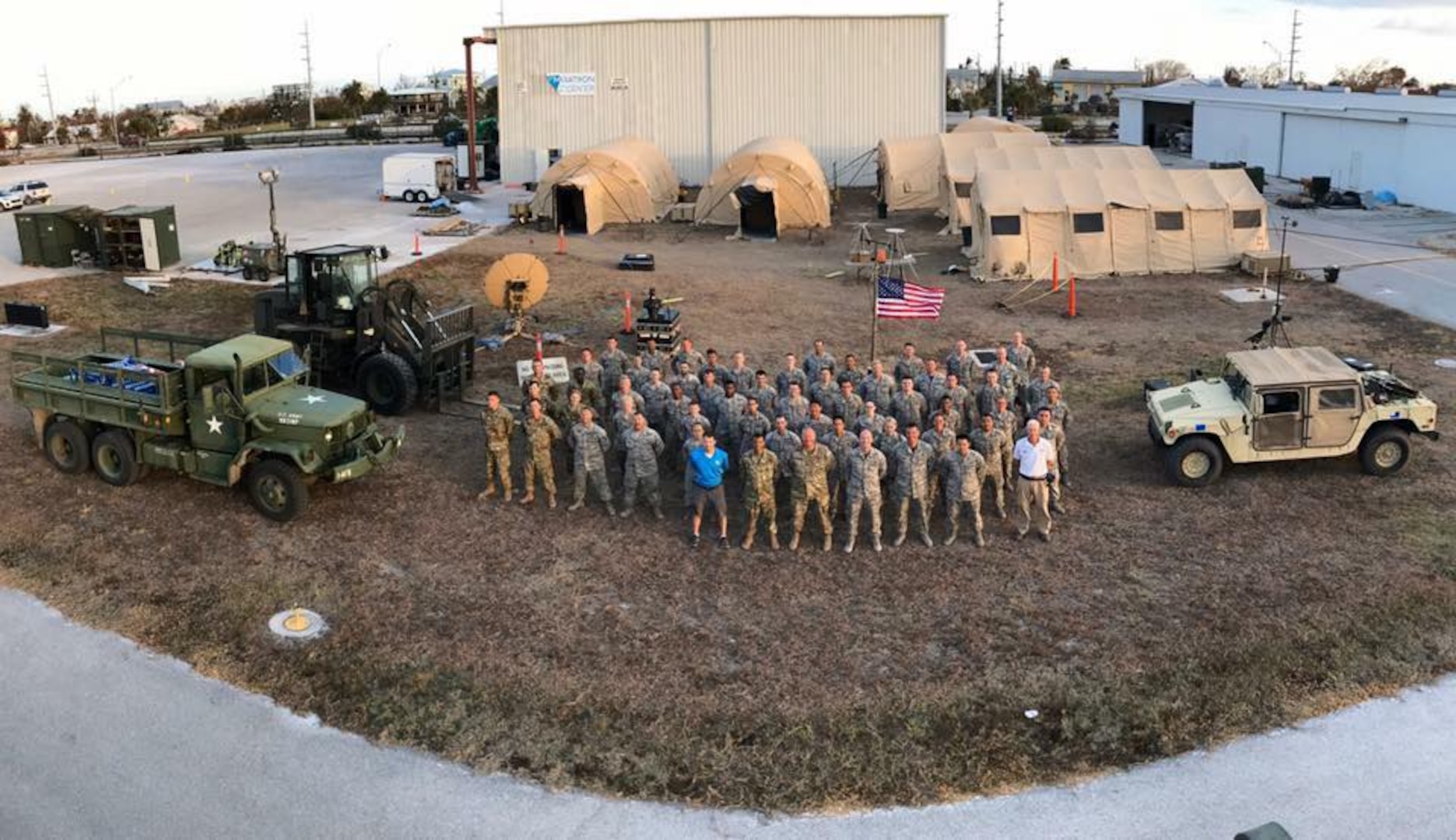 A contingency response element deployed to Marathon, Fla., from Sep. 11-16. The team opened aerial port operations for Marathon, which allowed air passage for relief supplies. In total, the CRE-led joint team supported 250 fixed-wing and rotary-wing missions, and offloaded 261 passengers and 1,000,000 pounds of critical relief supplies, including critical sustainment equipment. (U.S. Air Force photo by Tech. Sgt. Nathan Tawbush/Released)