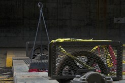 Caution tape surrounds a wheel mechanism at a Nike missile launch and storage site at Joint Base Elmendorf-Richardson, Alaska, Sept. 9, 2017. Nike Site Summit was constructed in 1959 as a response to the advanced Soviet bombers of the 1950s. The site was then decommissioned in 1979.