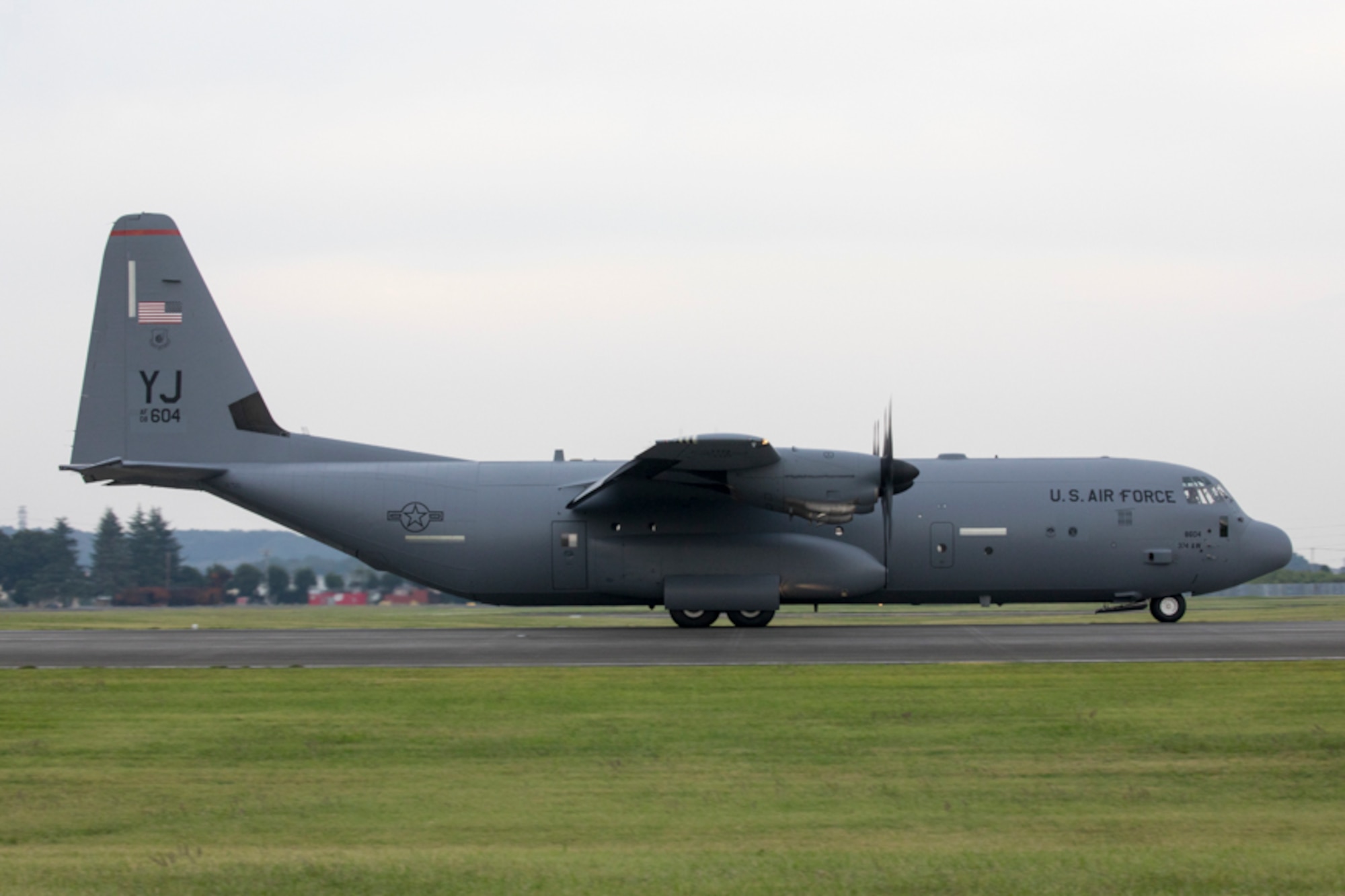 A C-130J Super Hercules assigned to the 36th Airlift Squadron lands at Yokota