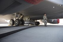 Senior Airman Andrew Kowalski, 92nd Aircraft Maintenance Squadron crew chief, monitors the progress of maintenance efforts on a KC-135 at Fairchild Air Force Base, Washington, Sept. 11, 2017. The KC-135 is an aerial refueling platform capable of delivering more than 200,000 pounds of fuel to U.S. and allied nation aircraft globally at a moment's notice. (U.S. Air Force photo by Airman 1st Class Ryan Lackey)