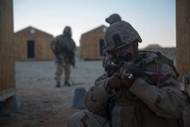 A Marine with 3rd Light Armored Reconnaissance Battalion, 1st Marine Division, provides perimeter security during part of the Battalion’s Marine Combat Readiness Evaluation at Marine Corps Air Ground Combat Center Twentynine Palms, Calif., Mar. 13, 2017. 3rd LAR conducted a two part MCCRE to evaluate the combat readiness of D Co. (Marine Corps photo by Lance Cpl. Mike Hernandez)