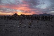 Marines with 3rd Light Armored Reconnaissance Battalion, 1st Marine Division, direct a scheme of maneuver brief during part of the Battalion’s Marine Corp's Combat Readiness Evaluation at Marine Corps Air Ground Combat Center Twentynine Palms, Calif., Mar. 13, 2017. 3rd LAR conducted a two part MCCREE to evaluate the combat readiness of D Co. (Marine Corps photo by Lance Cpl. Mike Hernandez)