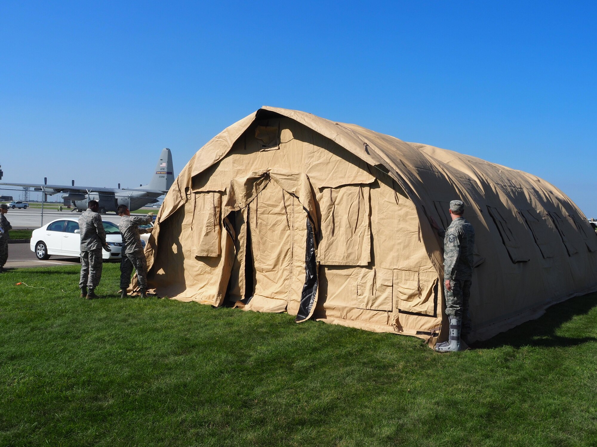 A 934th C-130 is displayed at the Camp Ripley Open House Sept. 17.  More than 10,000 people attended the event. (Courtesy Photo)