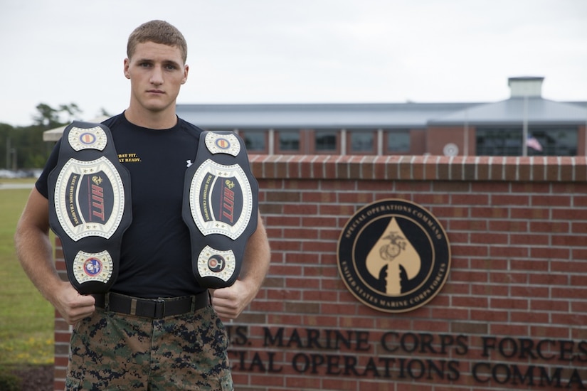 Marine Corps Sgt. Ethan Mawhinney, an Air-Ground Task Force planner with Marine Corps Forces Special Operations Command, successfully defended his championship title at the Marine Corps third annual HITT Tactical Athlete Competition held at Camp Pendleton, Calif., Aug. 28-31, 2017. The competition brings together the top male and female Marines from each Marine Corps installation in a demanding competition of military function and fitness and to promote the advanced dynamics found in the High Intensity Tactical Training program. Marine Corps photo by Cpl. Bryann K. Whitley