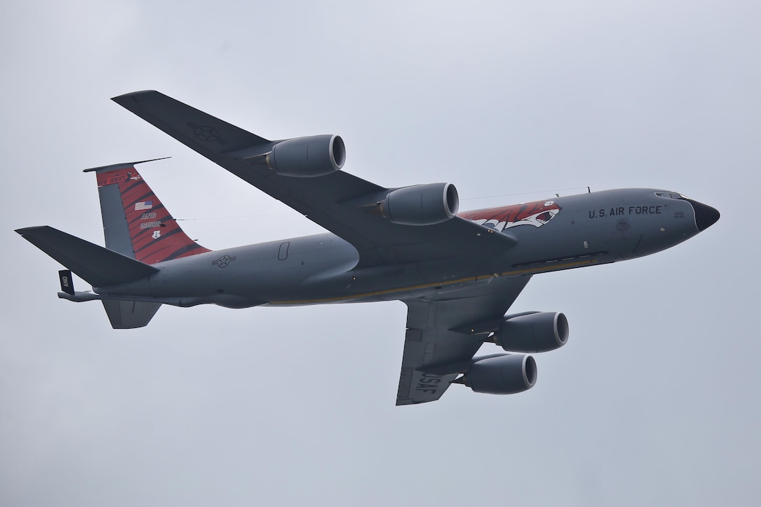 A U.S. Air Force KC-135R Stratotanker from the New Jersey Air National Guard's 108th Wing flies over Atlantic City, N.J., during the Thunder Over the Boardwalk Air Show, Aug. 23, 2017. (U.S. Air National Guard photo by Master Sgt. Matt Hecht/Released)