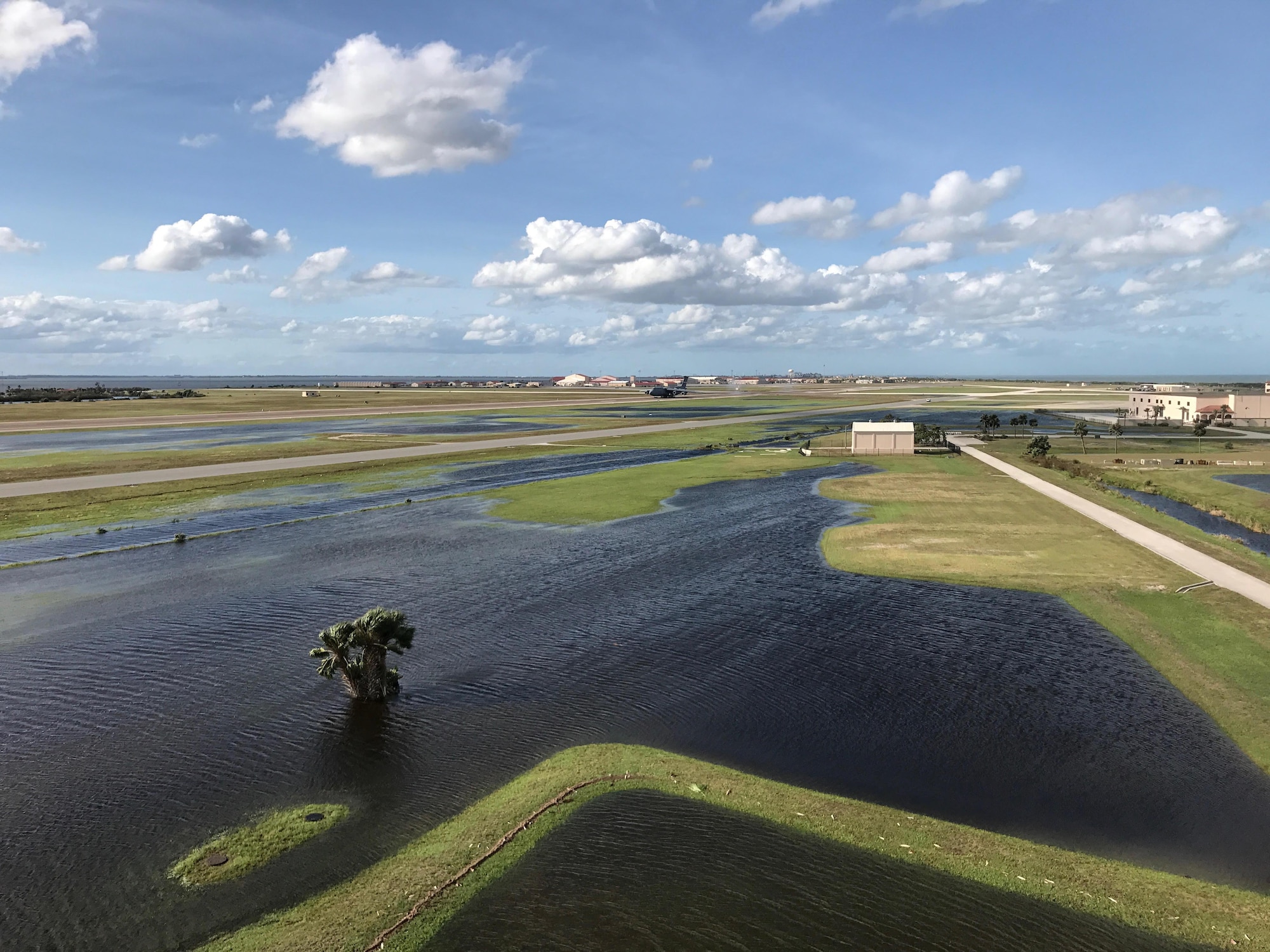 After Hurricane Irma passed over Central Florida in the early morning hours of Sept. 11, 2017, Patrick Air Force Base took on water from the heavy rain and sustained minimal damage. After several days it was operational again. (U.S. Air Force photo/1st Lt. Stephen Collier)