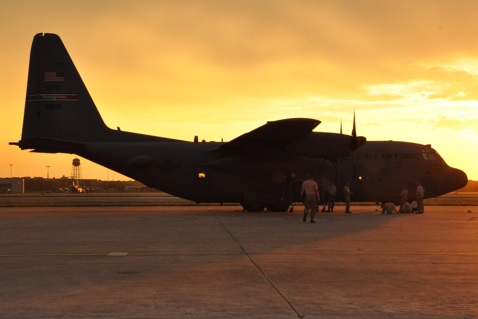 After launch at Kelly Field: activity continues at the 910th’s aerial spray ops base