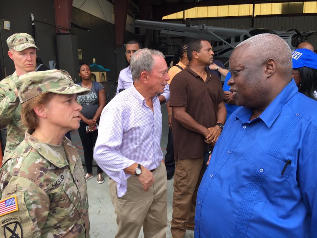 BG Diana Holland, Commander of the U.S. Army Corps of Engineers South Atlantic Division, meets with Governor Kenneth Mapp to survey damage and discuss needed support for hurricane recovery in the U.S. Virgin Islands.