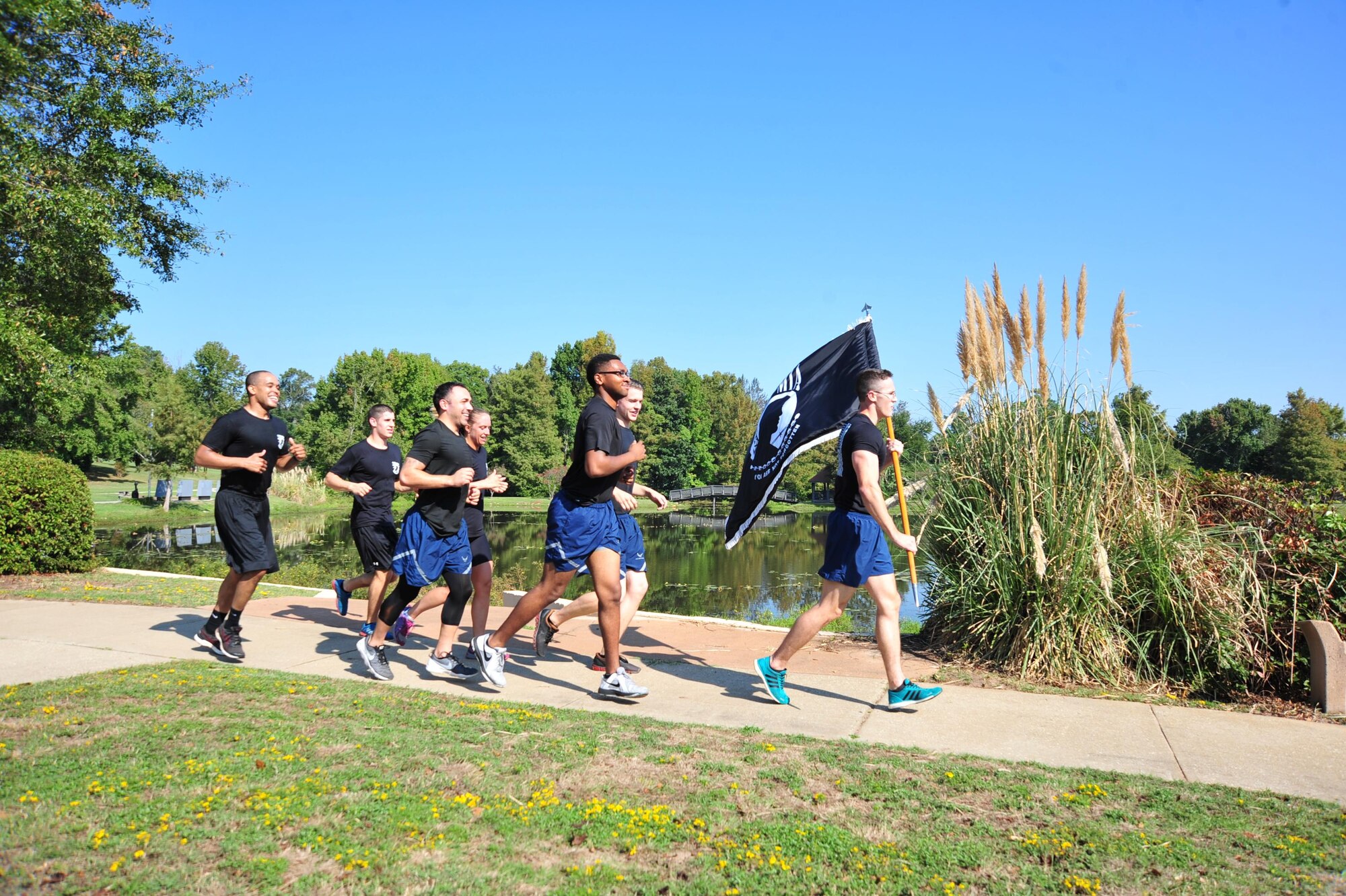 In honor of POW/MIA Recognition Day, Airmen and Soldiers took turns running in teams for 24 hours to symbolize the constant search for all POW/MIA members.