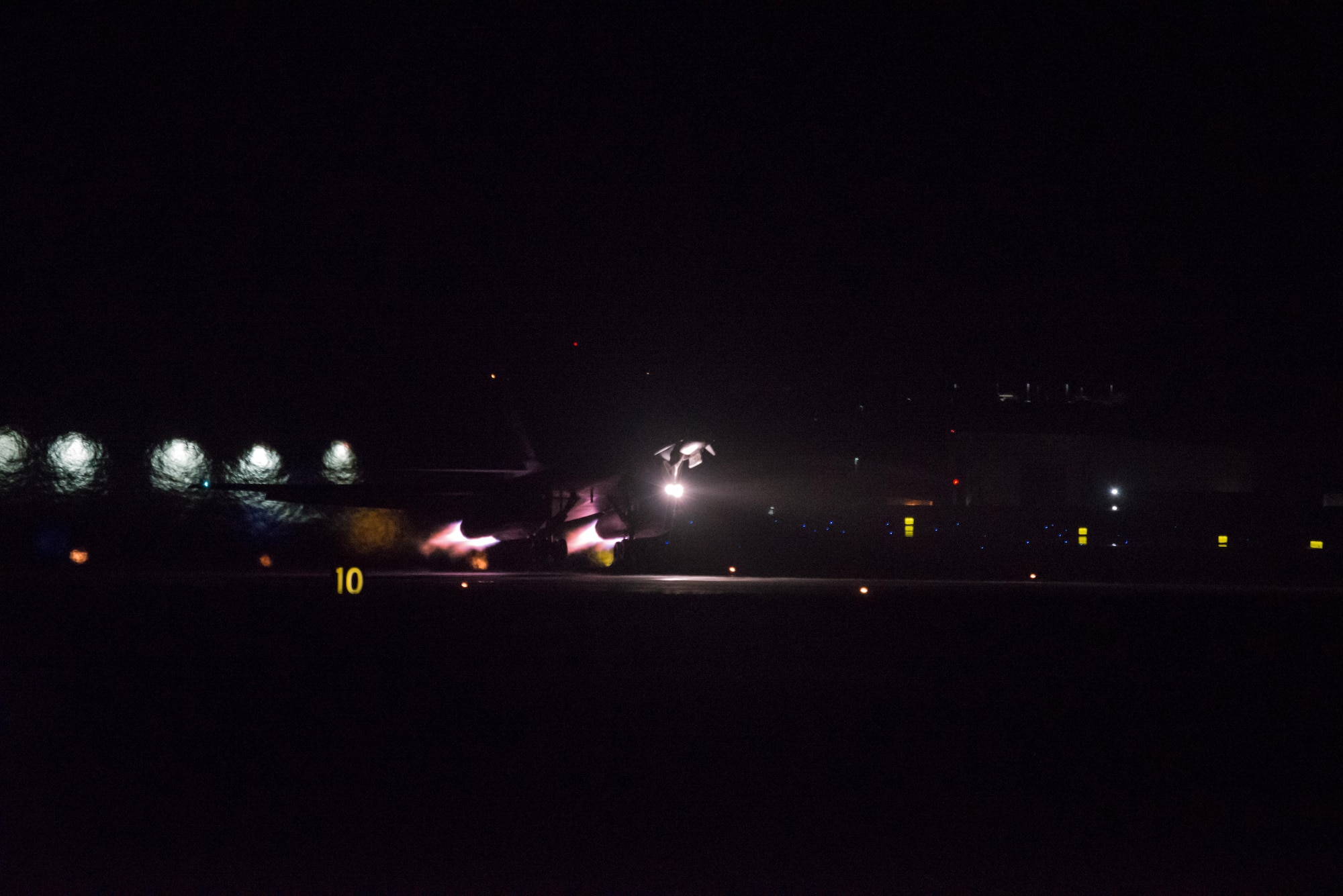 U.S. Air Force B-1B Lancers, assigned to the 37th Expeditionary Bomb Squadron, deployed from Ellsworth Air Force Base, South Dakota, take off from Andersen AFB, Guam, Sept. 23, 2017. U.S. Air Force aircraft were flying within international norms and laws.