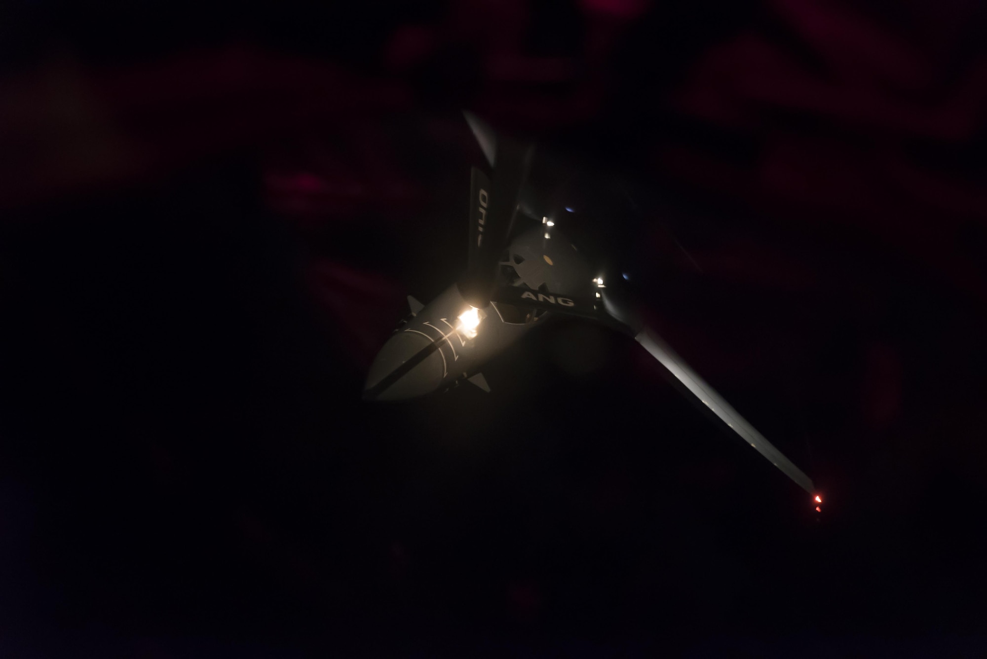 A U.S. Air Force B-1B Lancer, assigned to the 37th Expeditionary Bomb Squadron, deployed from Ellsworth Air Force Base, South Dakota, receives fuel from a U.S. Air Force KC-135 Stratotanker Sep. 23, 2017. This mission was flown as part of the continuing demonstration of the ironclad U.S. commitment to the defense of its homeland and in support of its allies and partners.