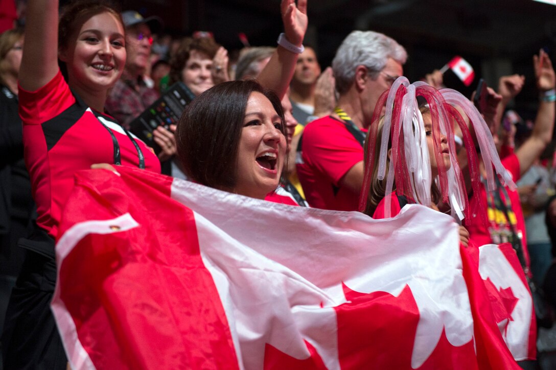 Canadian fans cheer during the 2017 Invictus Games opening ceremony.