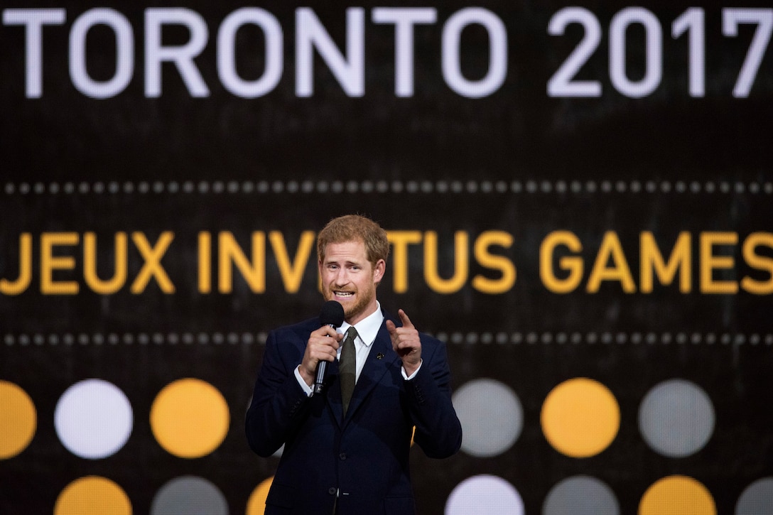 Prince Harry speaks at the Invictus Games.