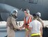 U.S. Army Gen. Joseph Votel, left, U.S. Central Command commander, shakes the hand of U.S Air Force crews chiefs with the 69th Expeditionary Aircraft Maintenance Unit at Al Udeid Air Base, Qatar, Sept. 8, 2017.