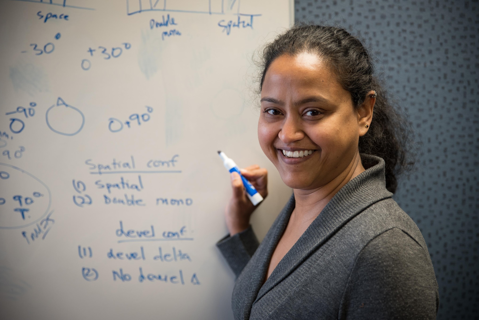 Nandini Iyer, a research audiologist in the 711th Human Performance Wing, has worked in the Wing for 13 years. She completed her bachelors and masters degrees in India, and then her doctorate at The Ohio State University.