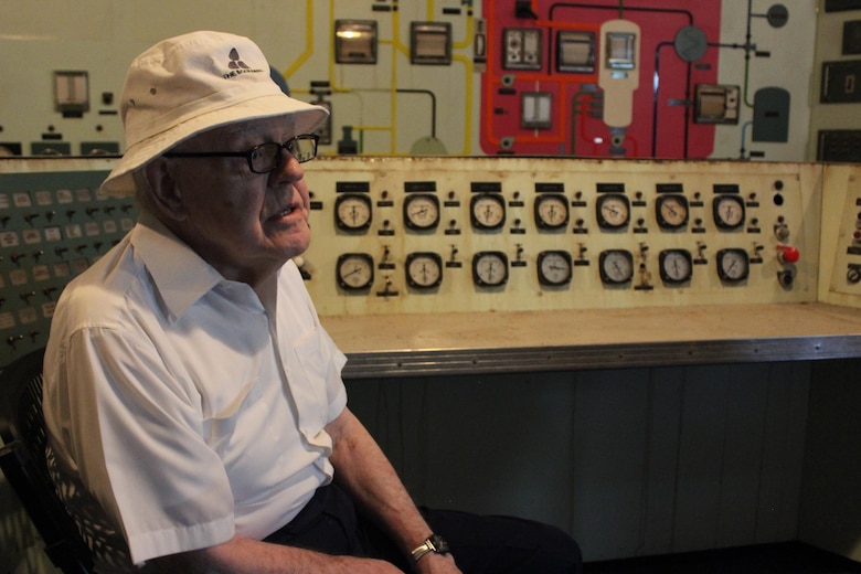 Retired Lt. Gen. Ernest Graves sits at the control panel of the deactivated SM-1 nuclear reactor and power plant at Fort Belvoir during a site visit Tuesday September 19, 2017. As a major with the U.S. Army Corps of Engineers, Graves oversaw the completion of the construction of the facility and its initial operation in the late 1950s. While SM-1’s reactor was deactivated in 1973 and placed into safe storage, the U.S. Army Corps of Engineers is in the process of planning for the reactor’s final decommissioning and dismantlement for the facility. Bringing Graves to the facility served two main purposes:  allowing the team to gather as much information as possible about the construction of the facility; and providing historical context and additional history of SM-1’s operation.