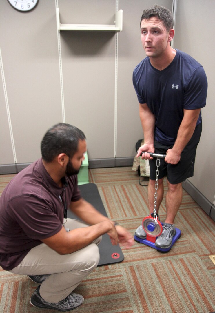 Staff Sgt. Jody McIlroy, a signal intelligence analyst with Headquarters and Headquarters Battalion, U.S. Army North (Fifth Army), Joint Base San Antonio-Fort Sam Houston, conducts conditioning drills in the Army Wellness Center to prepare for the upcoming Best Warrior Competition at Fort A.P. Hill, Va., Sept. 30-Oct. 6. BWC is an annual, Army-wide event in which Soldiers engage in friendly competition throughout a variety of challenges.