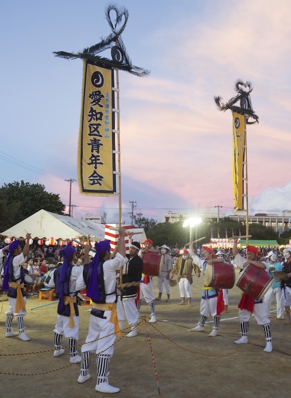 CAMP FOSTER, OKINAWA, Japan – A youth Eisa group prepares to start their Eisa dance at the 21st Annual Ginowan City Youth Eisa Festival Sept. 23 on Marine Corps Air Station Futenma, Okinawa, Japan.