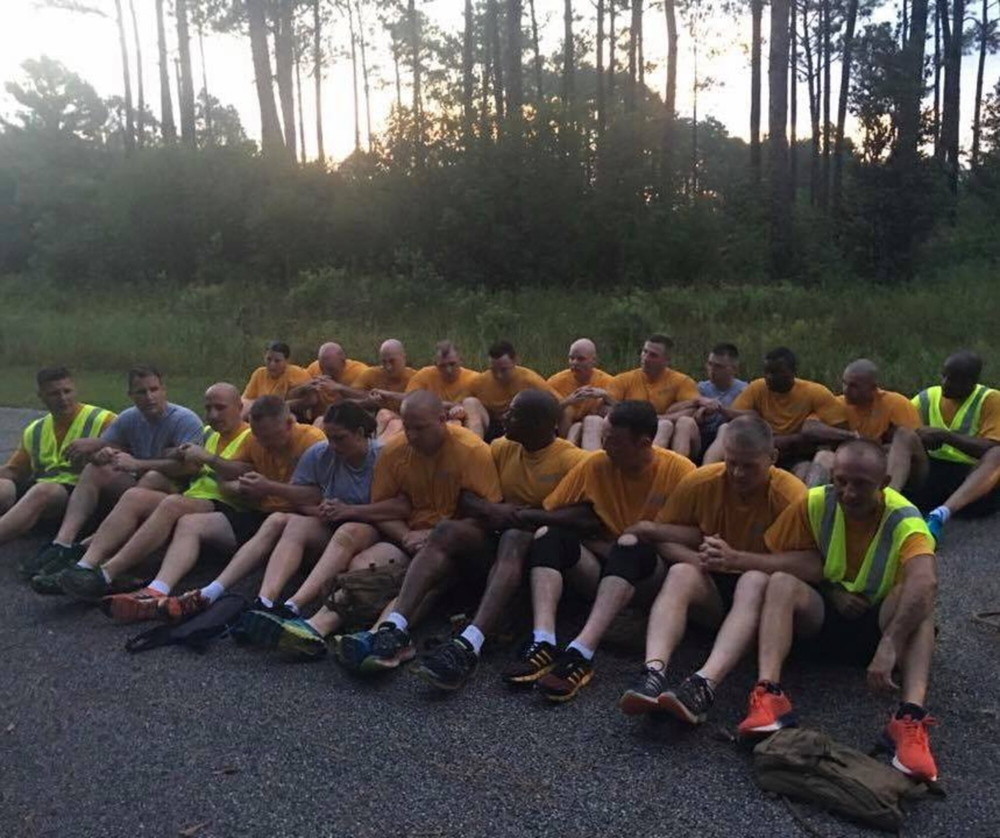 Navy Chief Petty Officer Course members participate in an exercise Sept. 14, 2017, on Naval Construction Battalion Center, Mississippi. The six-week long Navy Chief Petty Officer Courses held at Keesler and the Naval Construction Battalion Center in Gulfport, Mississippi included four Air Force members, which is the first time Keesler Air Force members have gone through this process. The course is meant to enhance leadership skills and to strengthen the Navy-Air Force enlisted leadership relationship on Keesler. (Courtesy photo)