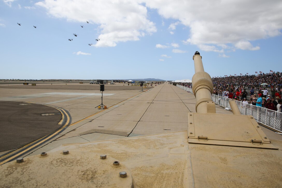 During the Marine air-ground task force demonstration at the 2017 Marine Corps Air Station Miramar Air Show at MCAS Miramar, Calif., aviation and division assets showcased their capabilities for the crowds, Sept. 23.