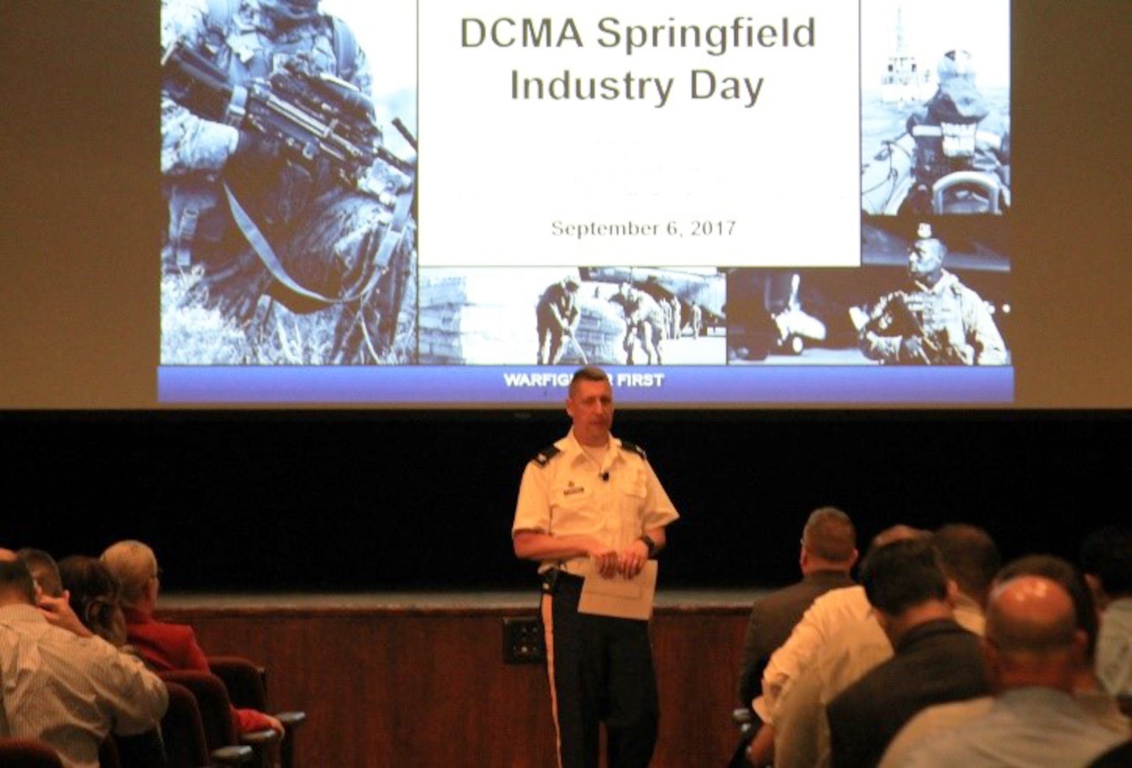 Defense Contract Management Agency Springfield held its first industry day for government contractors on Sept. 6. DCMA Springfield’s commander, Army Col. Jay Ferreira, and staff provided briefings to approximately 120 contractors during the event. (DCMA photo by Lorraine Baker)