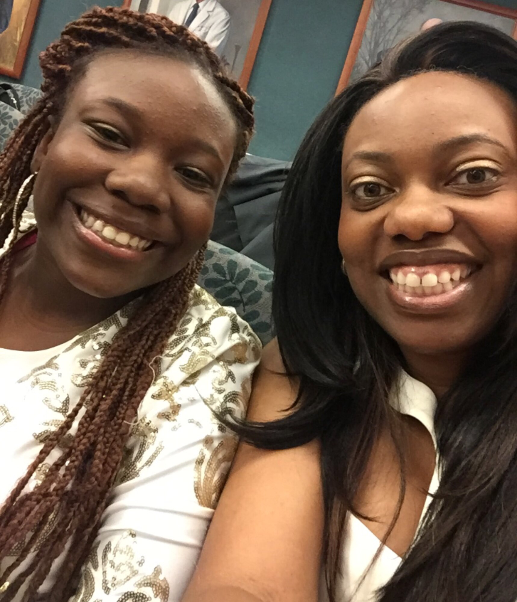 Iyana and her mother, Tech. Sgt. Shonda Blanks, 375th Operations Support Squadron commander’s support staff NCOIC, pose for a photo, showing off what Blanks calls Iyana’s “biggest, prettiest smile.” (Photo courtesy)