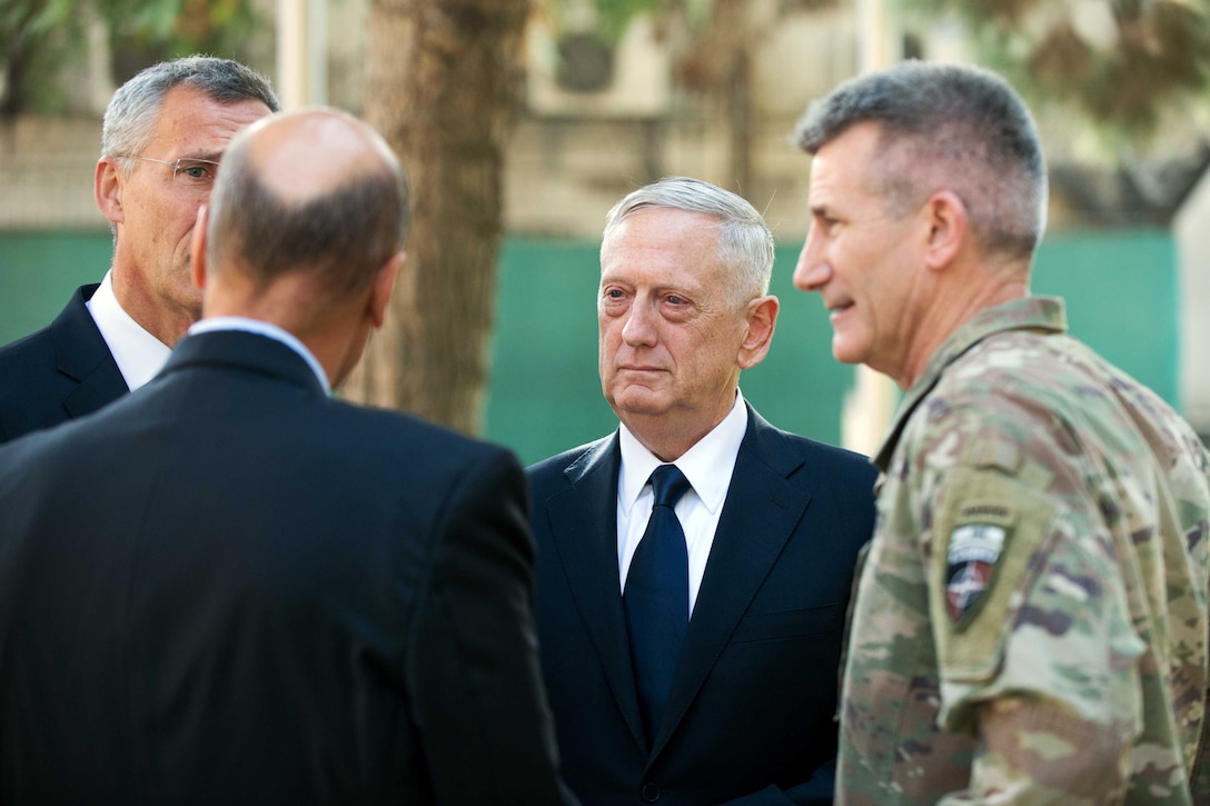 Defense Secretary Jim Mattis speaks to military and NATO leaders.