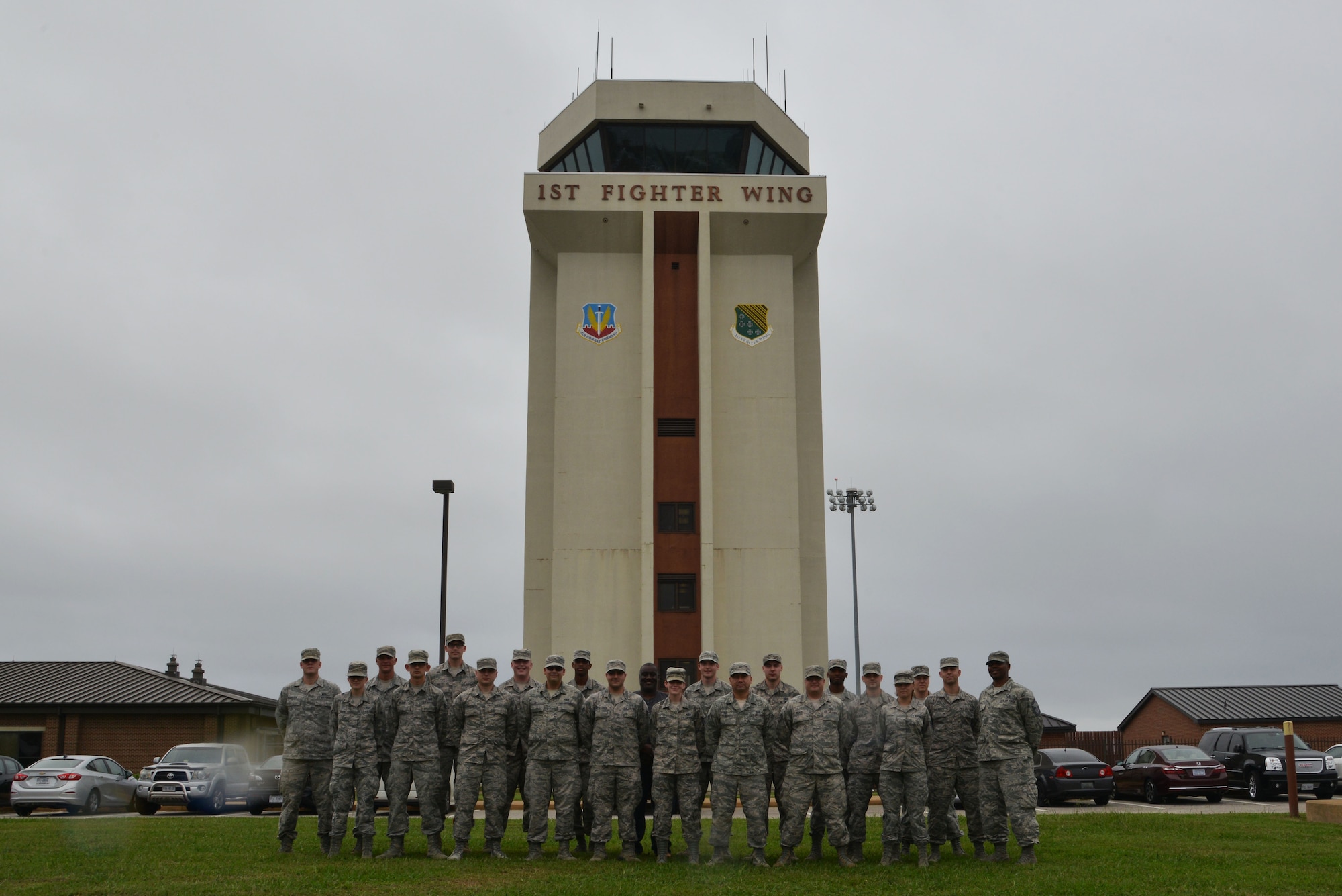 The Air Traffic Control tower team poses for a group photo at Joint Base Langley-Eustis, Va., Sept. 26, 2017